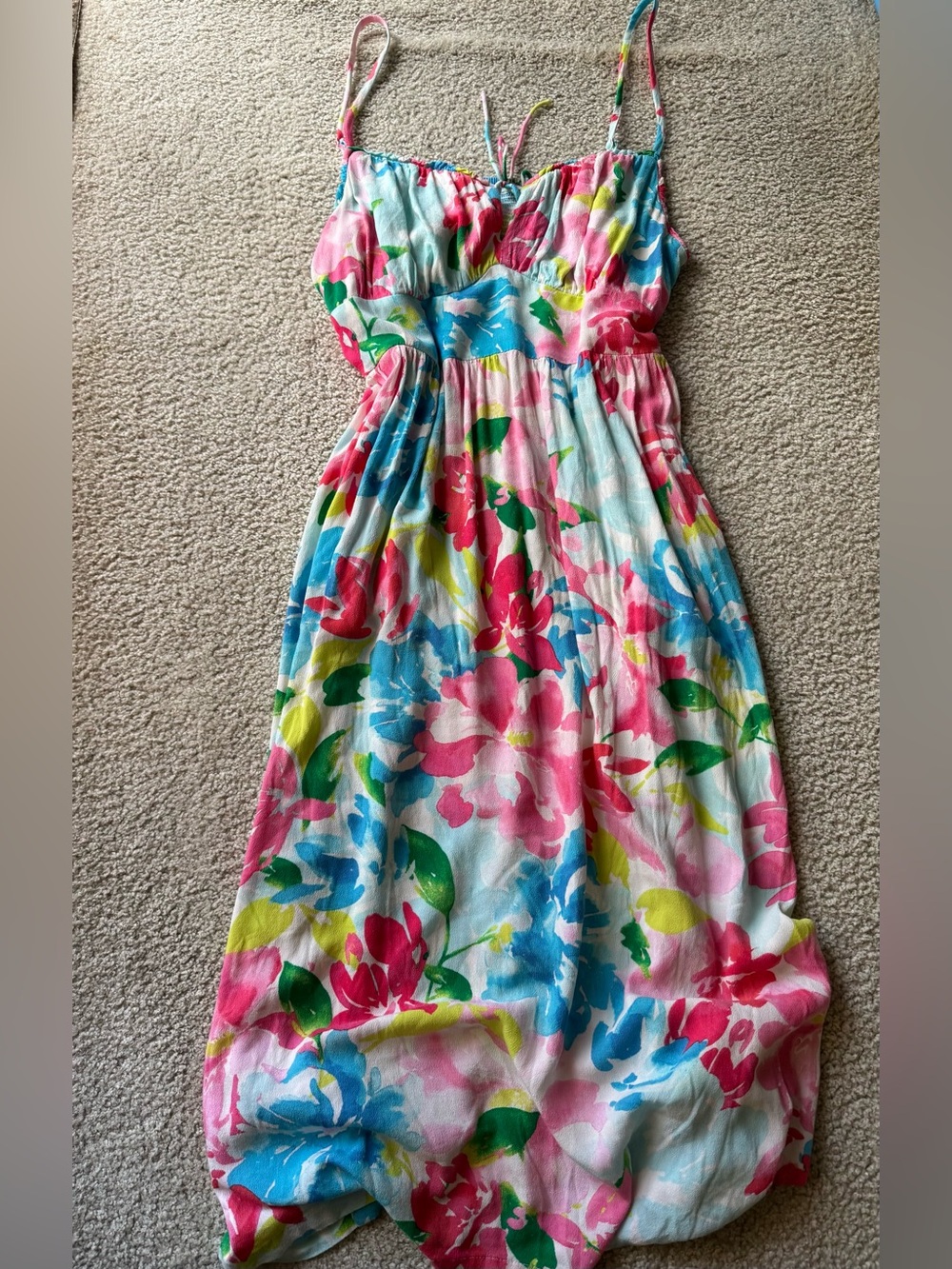 Old Navy Floral Maxi Dress in Pink, Blue & Green maxi fit flare y2k